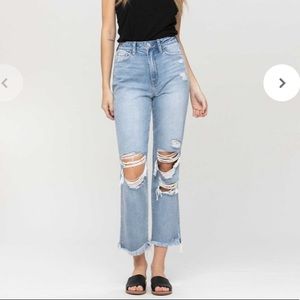 Flying Monkey Distressed Frayed Hem Jeans